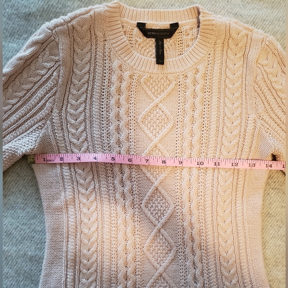 BCBGMaxAzria sweater pink cable knit asymmetric apres ski "Jocelyn" xs - Picture 5 of 10